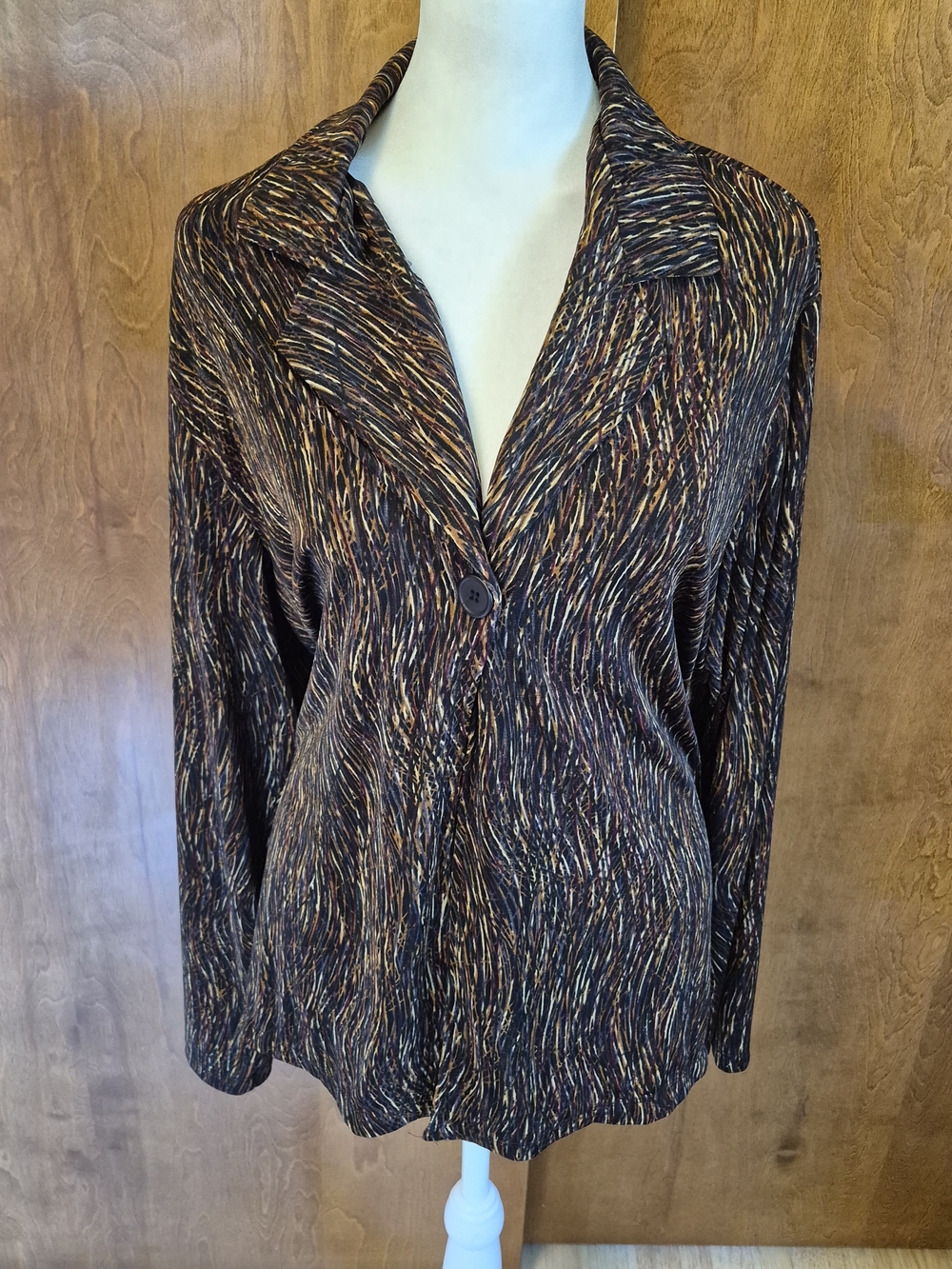 Studio Works Brown Multicolor Textured Button-Down Jacket Top